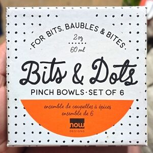 Bits & Dots Pinch Bowl Set, 6 pieces. Each piece is 2oz